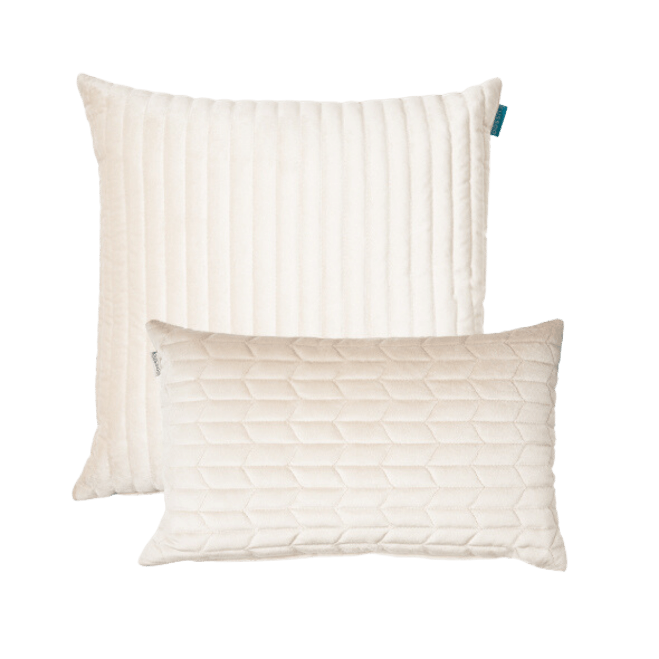 Kussen fluweel offwhite streep 50x50 cm & 30x50 cm Set van 2 sierkussens