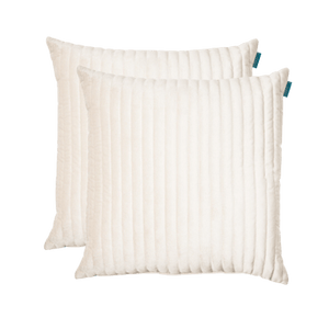 Kussen fluweel offwhite streep 50x50 cm set van 2 sierkussens