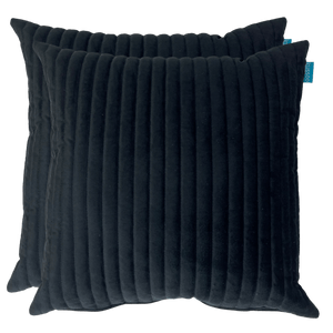 Kussen fluweel zwart streep 50x50 cm set van 2 sierkussens