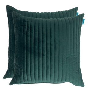 Kussen fluweel Bosgroen streep 50x50 cm set van 2 sierkussens