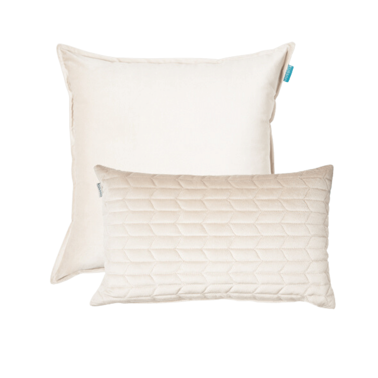 Kussen fluweel uni offwhite 50x50 en 30x50 cm set van 2 sierkussens