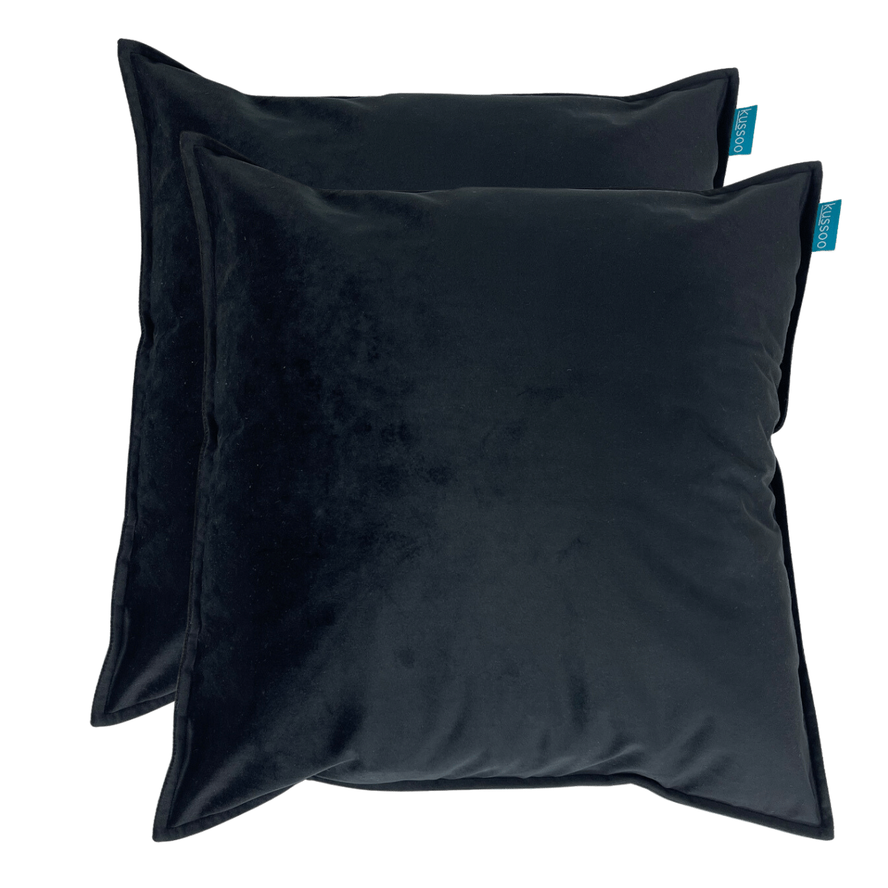 Kussen fluweel uni zwart 50x50 cm set van 2