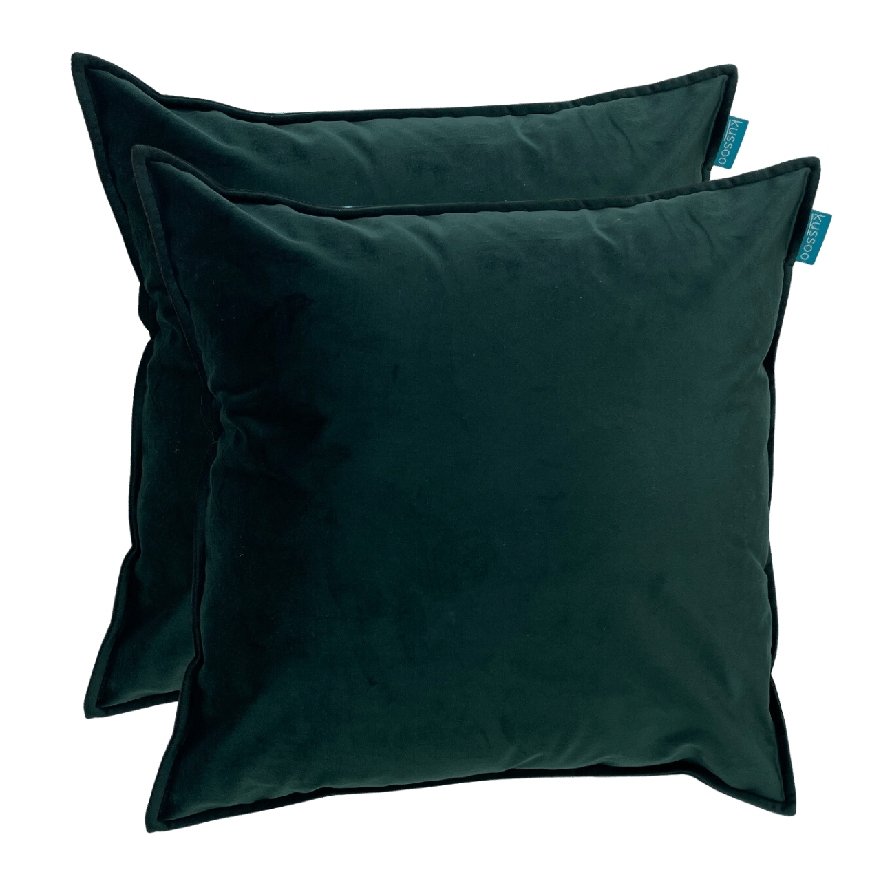 Kussen fluweel bosgroen 50x50 cm set van 2 sierkussens