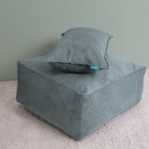 Poef Ribcord groen 50x50x25 cm