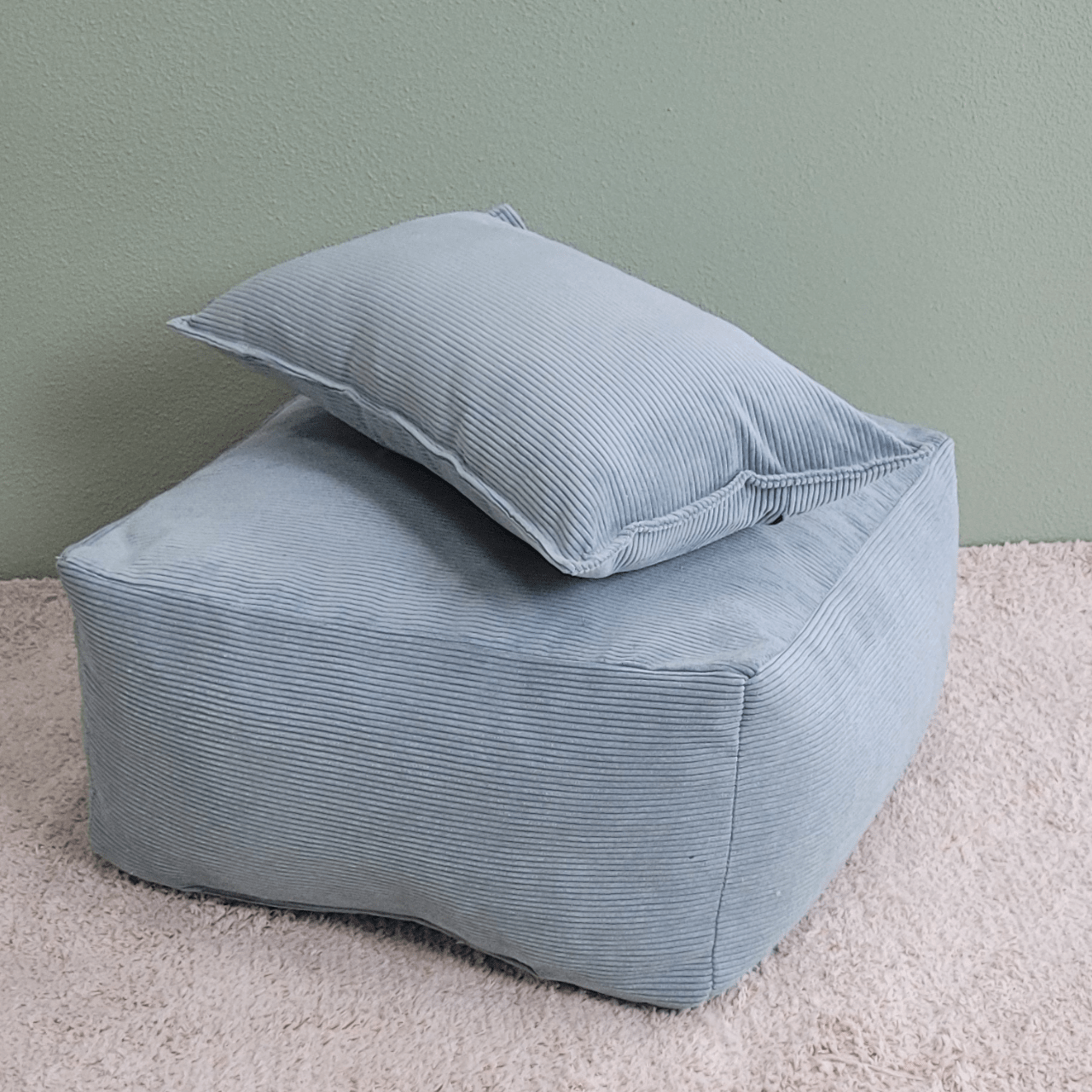 Poef Ribcord sage 50x50x25 cm