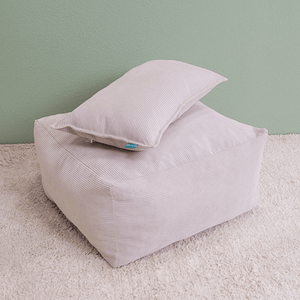 Poef Ribcord beige 50x50x25 cm