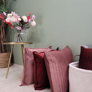 Kussen fluweel streep bordeaux rood 50x50 cm & 30x50 cm Set van 2 sierkussens