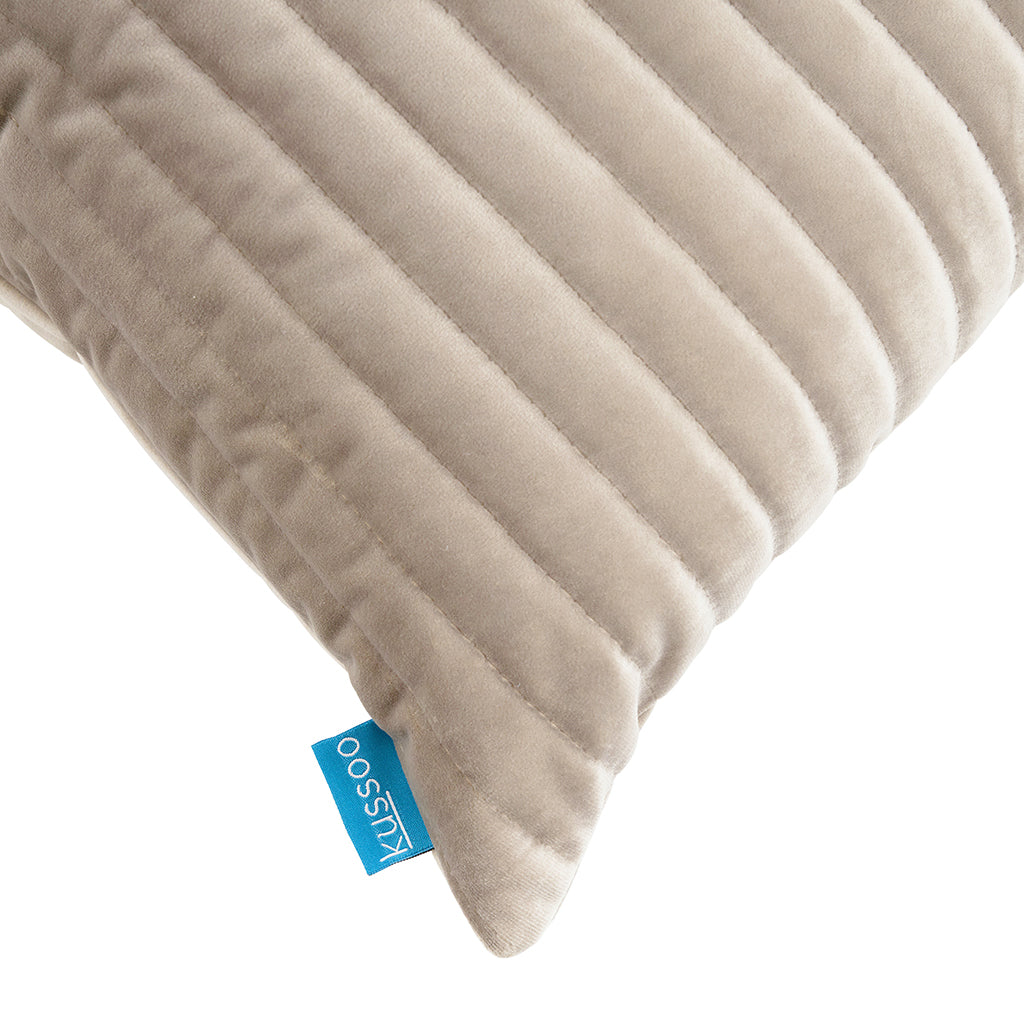 Kussen Fluweel streep champagne 50x50 cm set van 2