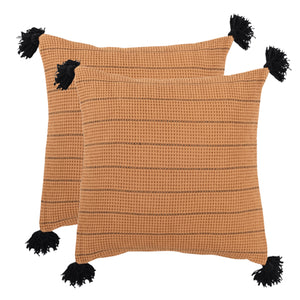 Kussen Wafel camel 45x45 cm set van 2 sierkussens