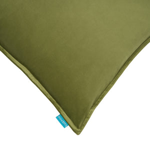 Kussen uni fluweel olijfgroen 50x50 en 30x50 cm set van 2 sierkussens