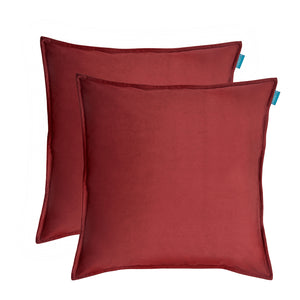 Kussenset-Fluweel-Uni-bordeaux-rood-50x50-cm