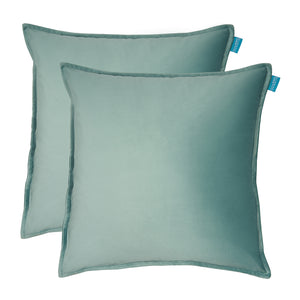 Kussen uni fluweel mint 50x50 cm set van 2 sierkussens