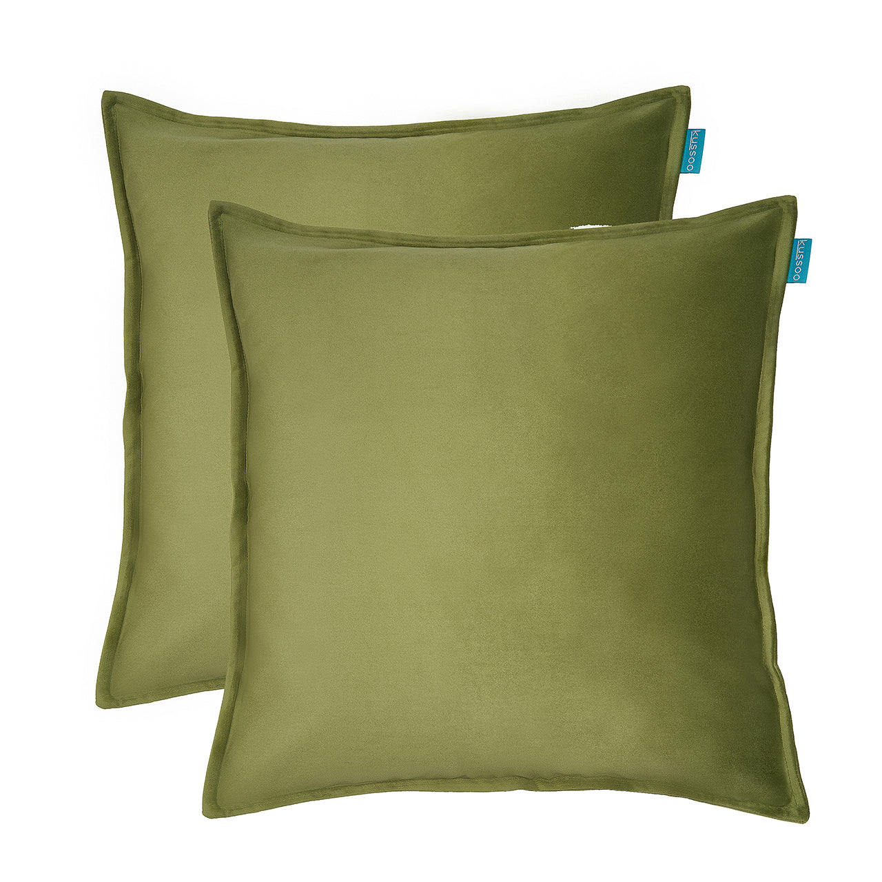 Kussenset-Fluweel-Uni-olijfgroen-50x50-cm