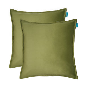 Kussenset-Fluweel-Uni-olijfgroen-50x50-cm