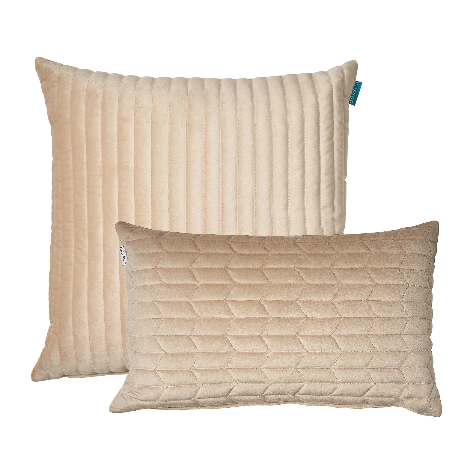 Kussen fluweel beige streep 50x50 cm & 30x50 cm Set van 2 sierkussens