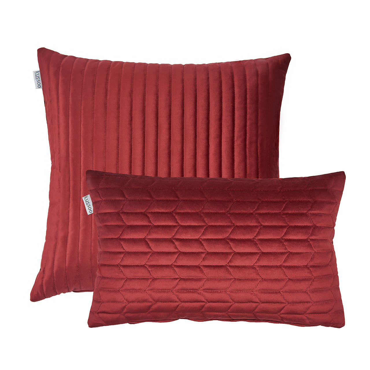 Kussenset-fluweel-bordeaux-rood-streep-en-30x50-cm