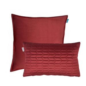 Kussenset-fluweel-bordeaux-rood-uni-50x50-en-patroon-30x50-cm