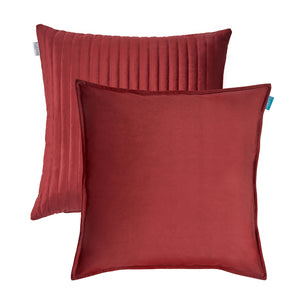 Kussenset-fluweel-bordeaux-rood-uni-en streep-50x50-cm