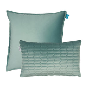 Kussenset-fluweel-mint-uni-50x50-en-patroon-30x50-cm