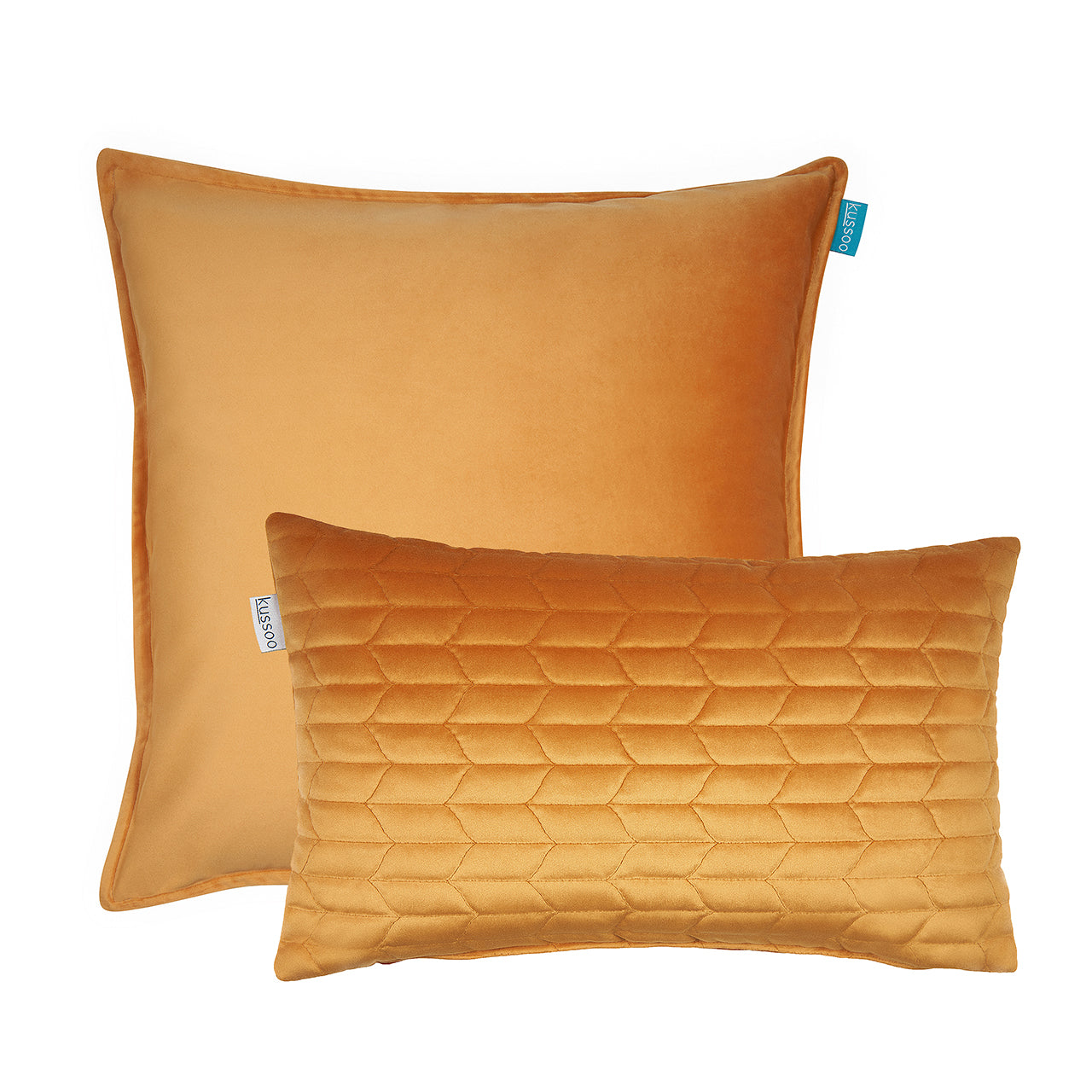 Kussenset-fluweel-okergeel-uni-50x50-en-patroon-30x50-cm