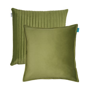 Kussenset-fluweel-olijfgroen-uni-en-streep-50x50-cm