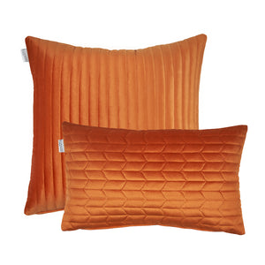 Kussenset-fluweel-oranje-streep-en-30x50-cm