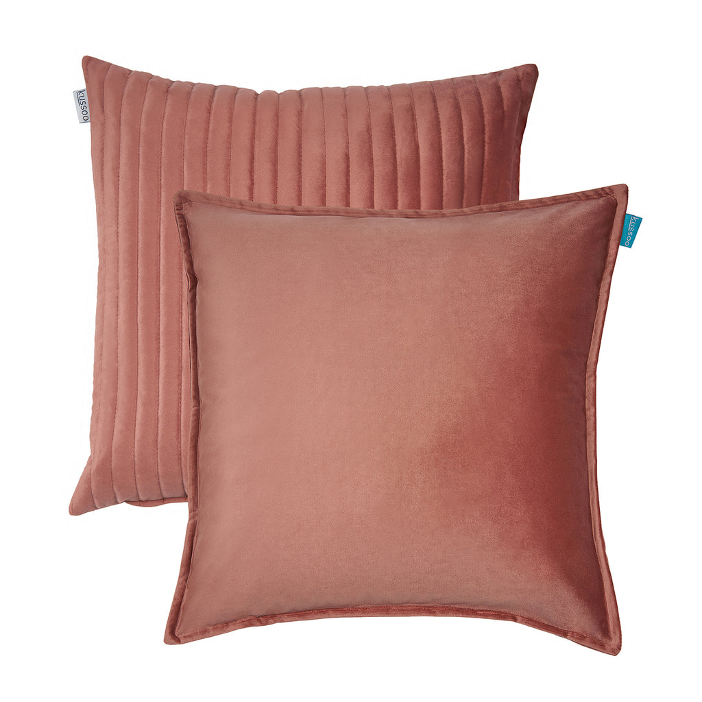 Kussenset-fluweel-roze-uni-en-streep-50x50-cm