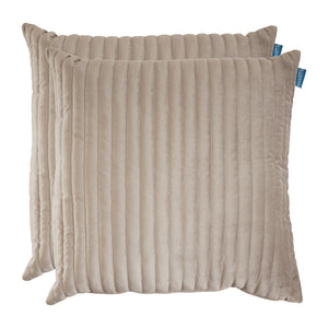 Kussen Fluweel streep champagne 50x50 cm set van 2