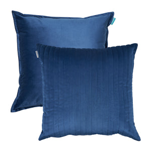 Kussenset-fluweel-uni-en-streep-indigo-50x50-cm